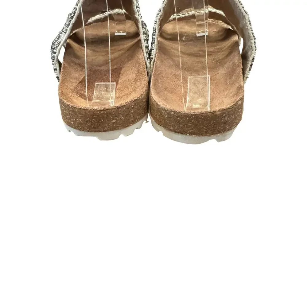 ROAN by BED STU Jury Black White Beaded Slide Sandals Women’s 7